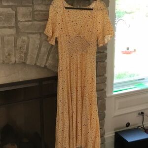 Free People Yellow Floral Maxi Dress